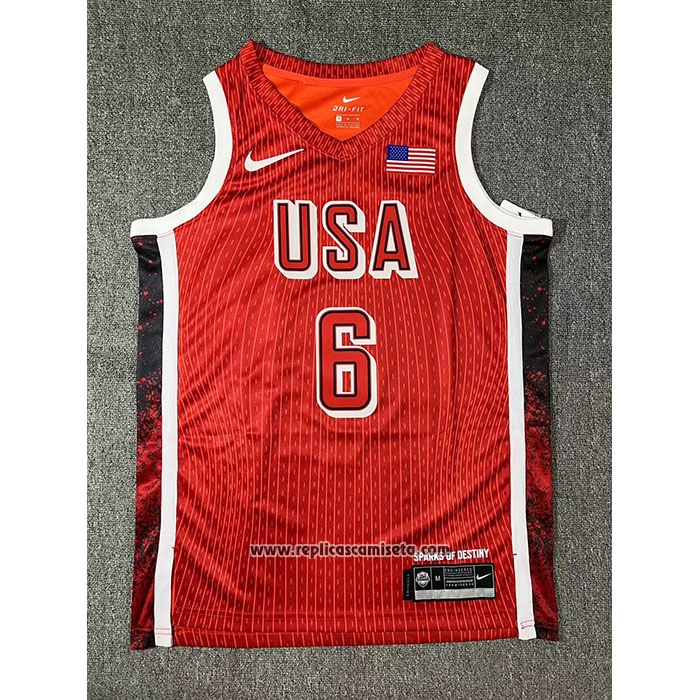 Camiseta USA 2024 LeBron James #6 Juegos Olimpicos Rojo